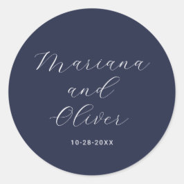 Romantische Navy Blauwe Envelopezegels Ronde Sticker