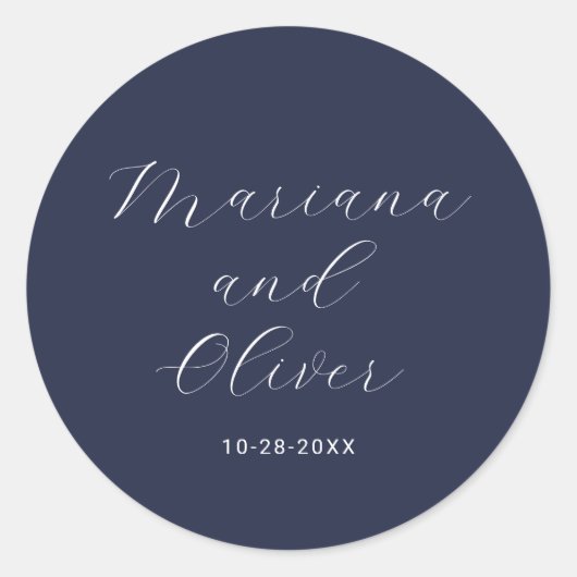 Romantische Navy Blauwe Envelopezegels Ronde Sticker (Voorkant)