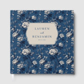 Romantische Navy Bloemige Elegantie Gastenboek (Voorkant)