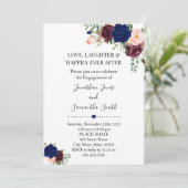 Romantische Navy Burgudy floral boho chic verlovin Kaart (Staand voorkant)