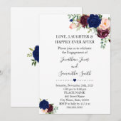 Romantische Navy Burgudy floral boho chic verlovin Kaart (Voorkant / Achterkant)