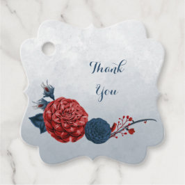 romantische navy- en bordeauxrode bloemen favor ta bedankjes labels