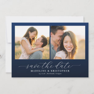 Romantische Navy Foto Collage Save The Date