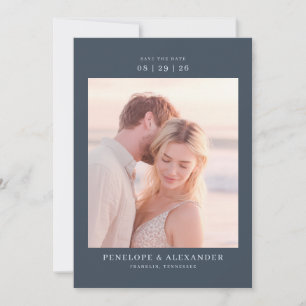 Romantische Navy Klassieke Foto Save The Date