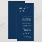 Romantische Navy Script Plaats instelling Dank u k Programmakaart (Voorkant / Achterkant)