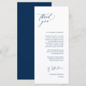 Romantische Navy Script Plaats instelling Dank u k Programmakaart (Voorkant / Achterkant)