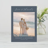 Romantische Navy Strand Foto Bedankkaart (Staand voorkant)