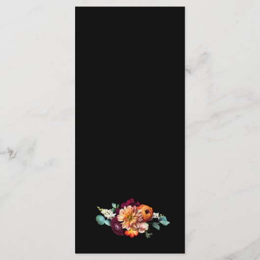 Romantische  Nederlandse bloemen bruiloft menukaar Menu (Achterkant)