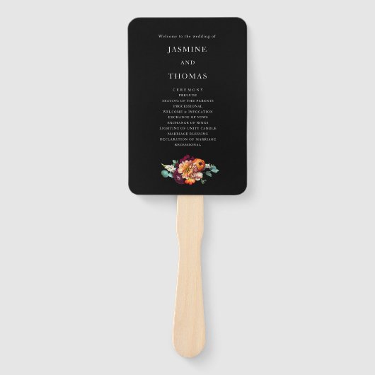 Romantische Nederlandse bloemen huwelijksprogramma Handwaaier (Voorkant)