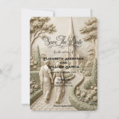 Romantische Neoklassieke Kathedraaltuin Landschap Save The Date (Voorkant)