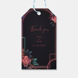 Romantische Neon Bloemige Trouwboog Gloed Cadeaulabel