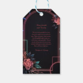 Romantische Neon Bloemige Trouwboog Gloed Cadeaulabel (Achterkant)