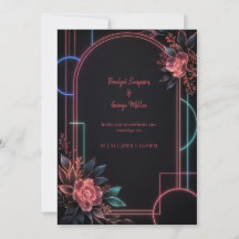 Romantische Neon Bloemige Trouwboog Gloed