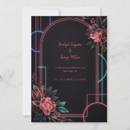 Romantische Neon Bloemige Trouwboog Gloed Kaart