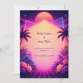 Romantische Neon Bloemige Trouwboog Gloed Kaart