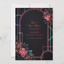 Romantische Neon Bloemige Trouwboog Gloed