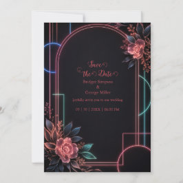 Romantische Neon Bloemige Trouwboog Gloed Kaart