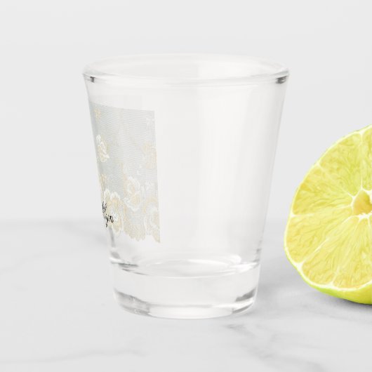 Romantische nepsierbloemen bruiloft  shot glas (Rechts)