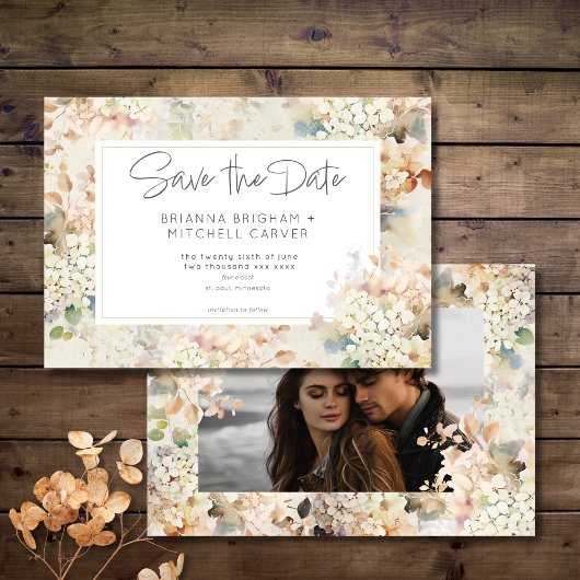 Romantische Neutrale  Hortensia's Fotobruiloft Save The Date