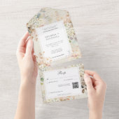Romantische Neutrale  Hortensia's QR-code All In One Uitnodiging (Afscheurbaar)