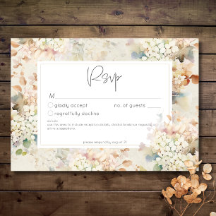 Romantische Neutrale  Hortensia's Trouwen RSVP Kaartje