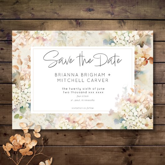 Romantische Neutrale  Hortensia's Trouwen Save The Date