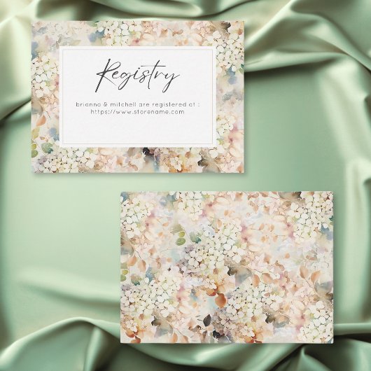 Romantische Neutrale Vintage Hydrangea Bruiloft Re Informatiekaartje