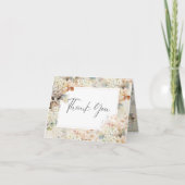Romantische Neutrale Vintage Hydrangea Bruiloftsbo Bedankkaart (Voorkant)