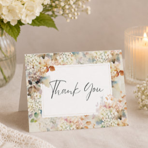 Romantische Neutrale Vintage Hydrangea Bruiloftsbo Bedankkaart