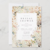 Romantische Neutrale Vintage Hydrangea Bruiloftsbo Kaart (Voorkant)