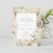 Romantische Neutrale Vintage Hydrangea Bruiloftsbo Kaart (Staand voorkant)
