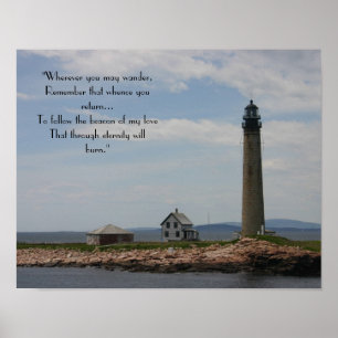 Romantische New England Vuurtoren Poster