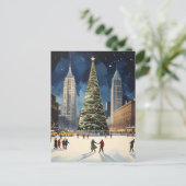 Romantische New York Winter Schaatsen Reizen Briefkaart (Staand voorkant)