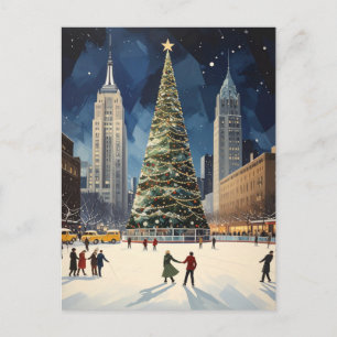Romantische New York Winter Schaatsen Reizen Briefkaart