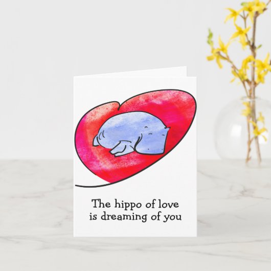 Romantische nijlpaard kaart (Gele Bloem)