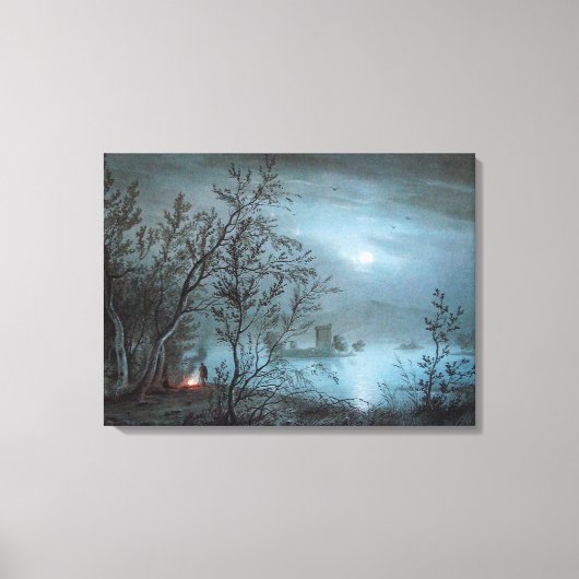ROMANTISCHE NOCTURNE LANDSCHAP IN BLAUW CANVAS AFDRUK (Voorkant)