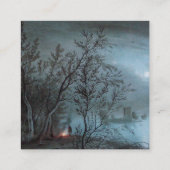 ROMANTISCHE NOCTURNE LANDSCHAP IN BLAUW parelpapie Vierkante Visitekaartje (Achterkant)