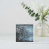 ROMANTISCHE NOCTURNE LANDSCHAP IN BLAUW parelpapie Vierkante Visitekaartje (Staand voorkant)