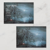 ROMANTISCHE NOCTURNE LANDSCHAP IN BLAUW parelpapie Visitekaartje (Voorkant / Achterkant)