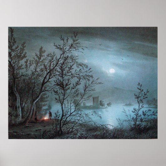 ROMANTISCHE NOCTURNE LANDSCHAP IN BLAUW POSTER (Voorkant)