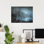 ROMANTISCHE NOCTURNE LANDSCHAP IN BLAUW POSTER (Thuiskantoor)