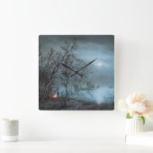 ROMANTISCHE NOCTURNE LANDSCHAP IN BLAUW VIERKANTE KLOK (Huis)