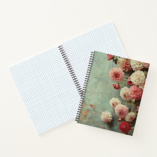 Romantische Nostalgische Dahlien Notitieboek (Binnen)