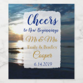 Romantische oceaan zonsondergang gepersonaliseerde wijn etiket (Enkel label)