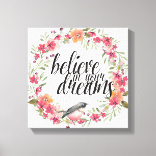 Romantische Oleander Vogel Roze Bloemen Dromen Canvas Afdruk