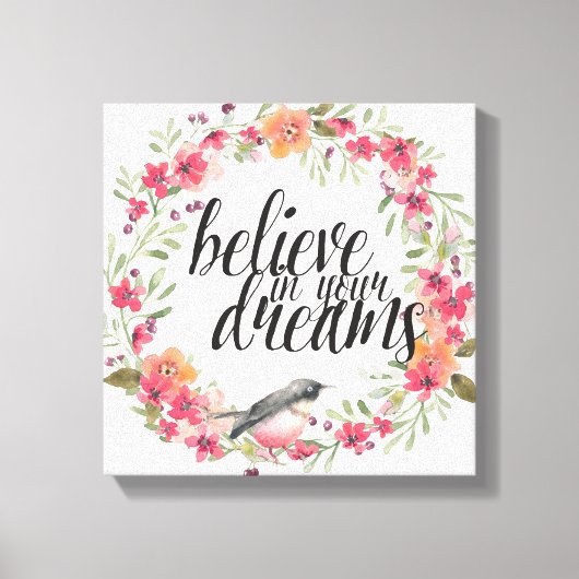 Romantische Oleander Vogel Roze Bloemen Dromen Canvas Afdruk (Voorkant)