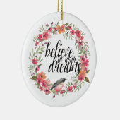 Romantische Oleander Vogel Roze Bloemen Droom Keramisch Ornament (Rechts)