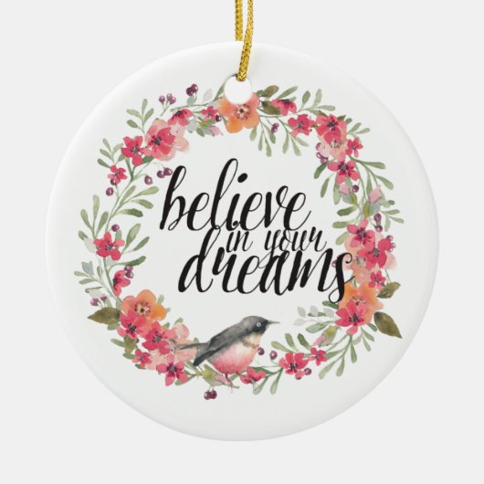 Romantische Oleander Vogel Roze Bloemen Droom Keramisch Ornament (Voorkant)