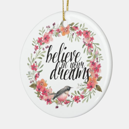 Romantische Oleander Vogel Roze Bloemen Droom Keramisch Ornament (Links)
