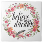 Romantische Oleander Vogel Roze Bloemen Droom Tegeltje (Voorkant)